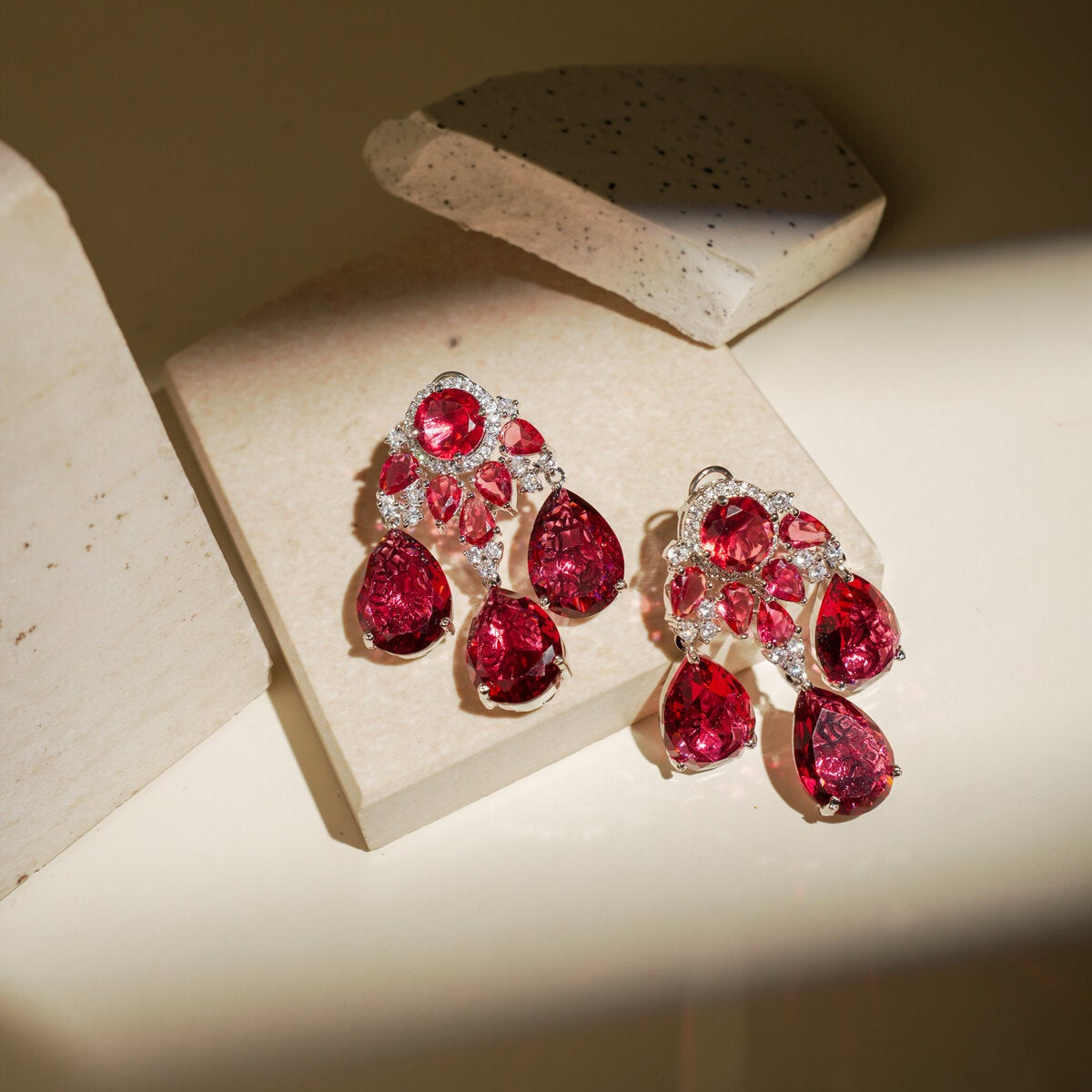 RED CHANDELIER CRYSTAL EARRING
